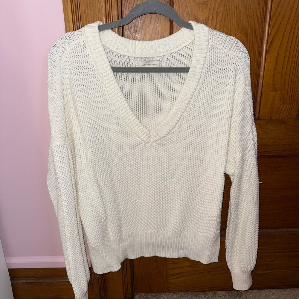 Lucky Brand Cream V-Neck Sweater